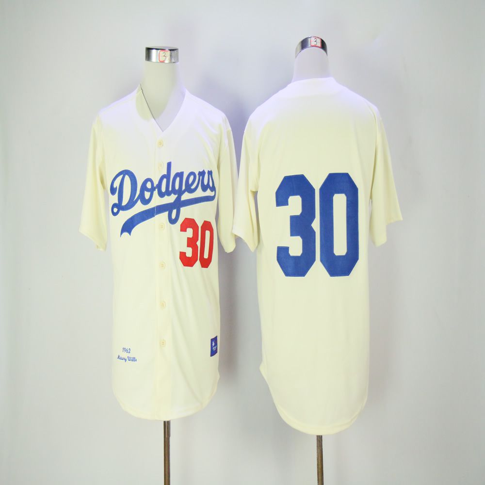 Men Los Angeles Dodgers #30 Maury Wills Cream 1963 MLB Jerseys->los angeles dodgers->MLB Jersey